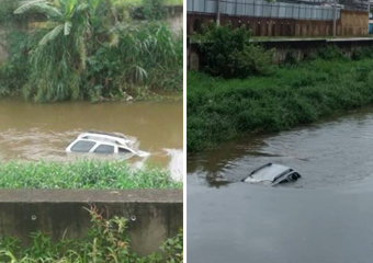 Carro cai dentro do Rio Bengalas; é o 3º em menos de um mês